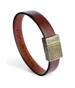 Custom Star Map Mens Leather Bracelet - Personalized Gift For Him - Sentimental Gift for Boyfriend, Anniversary Gift Idea, Night Sky Jewelry