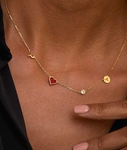 Birthstone Necklace, Initial Necklace Gold, Celestial Jewelry, Zodiac Necklace, Heart Necklace, Gift for Her, Bridesmaid gifts
