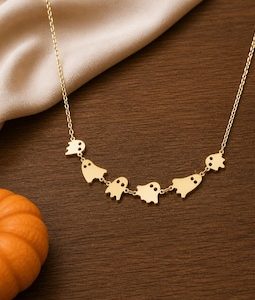 Halloween Ghost Necklace, Minimalist Jewelry, Funny Ghost Necklace, Dainty Ghost Necklace, Cute Ghost Jewelry, Halloween Necklace for Her